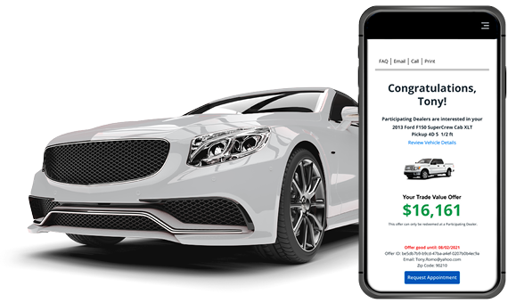 Kelley Blue Book Instant Cash Offer app with a car